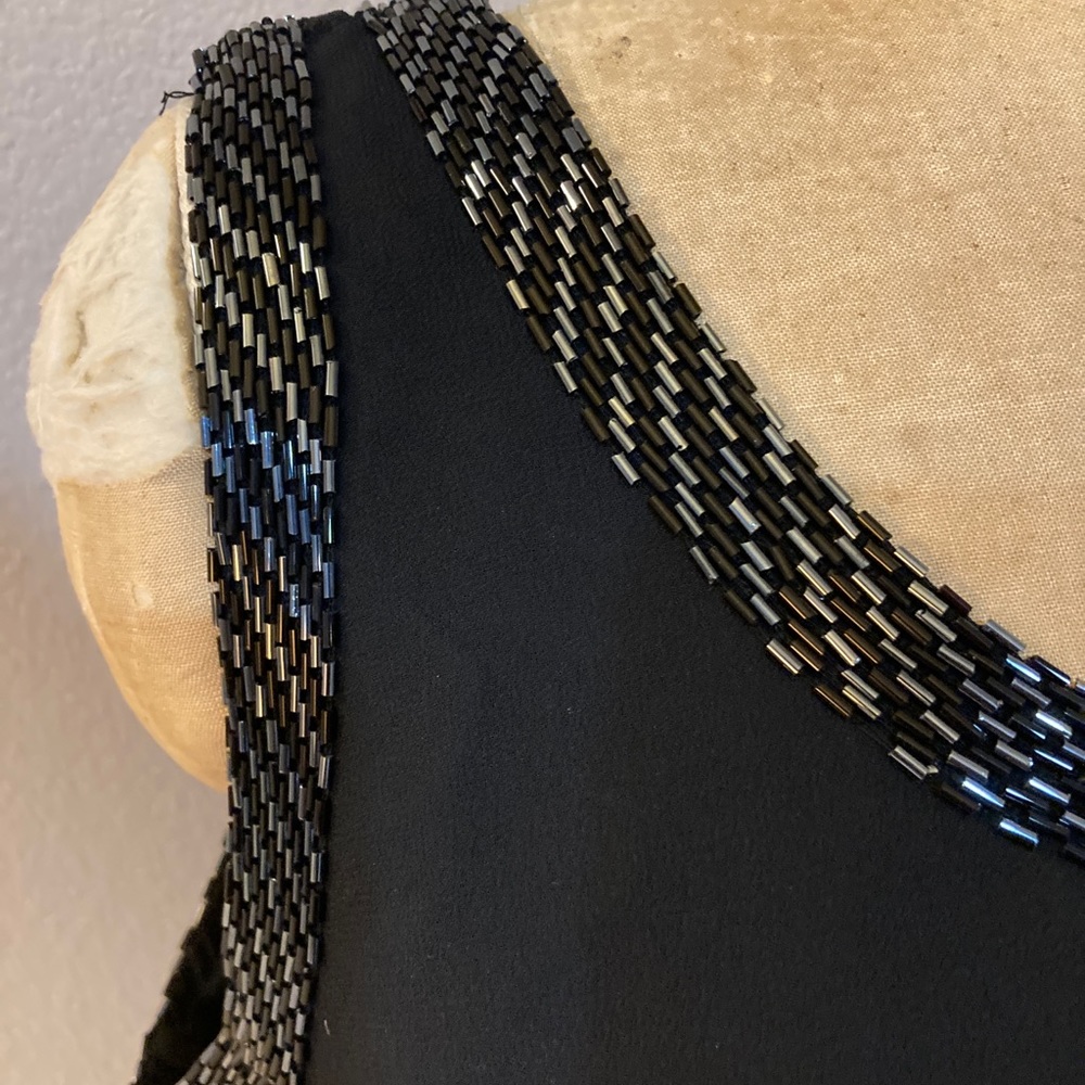 2pc black beaded chiffon top and cover up